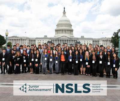 Students competing in the NSLS in front of the Capitol Building